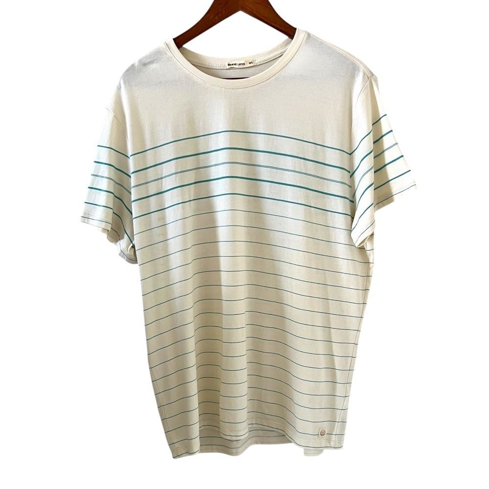 Marine Layer Men's Crew Tee In Teal Green Stripe Size M/L